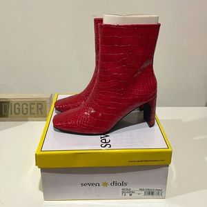 New Red Snakeskin Booties